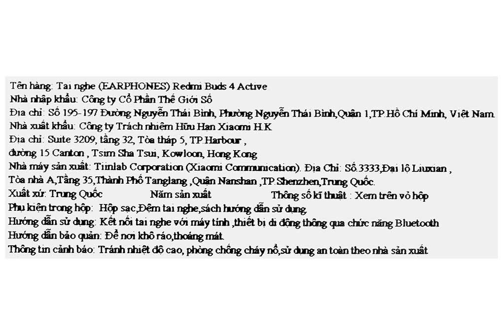 Tai nghe Bluetooth True Wireless Xiaomi Redmi Buds 4 Active Màu Trắng