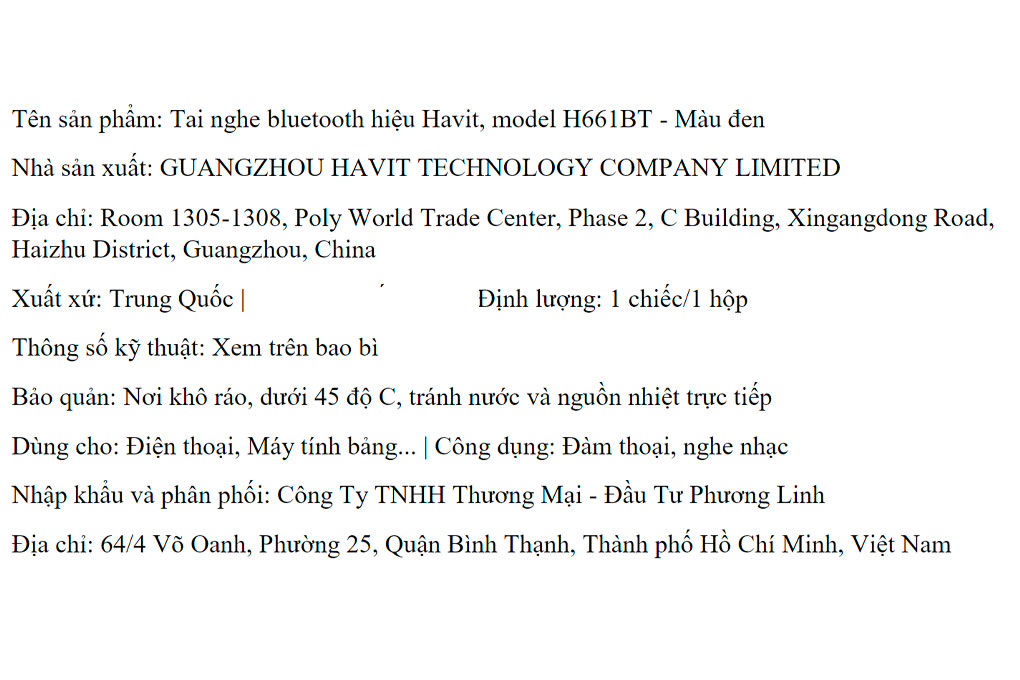 Tai nghe Bluetooth Chụp Tai Havit H661BT Màu Đen