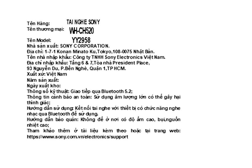 Tai nghe Bluetooth Chụp Tai Sony WH-CH520 - 6