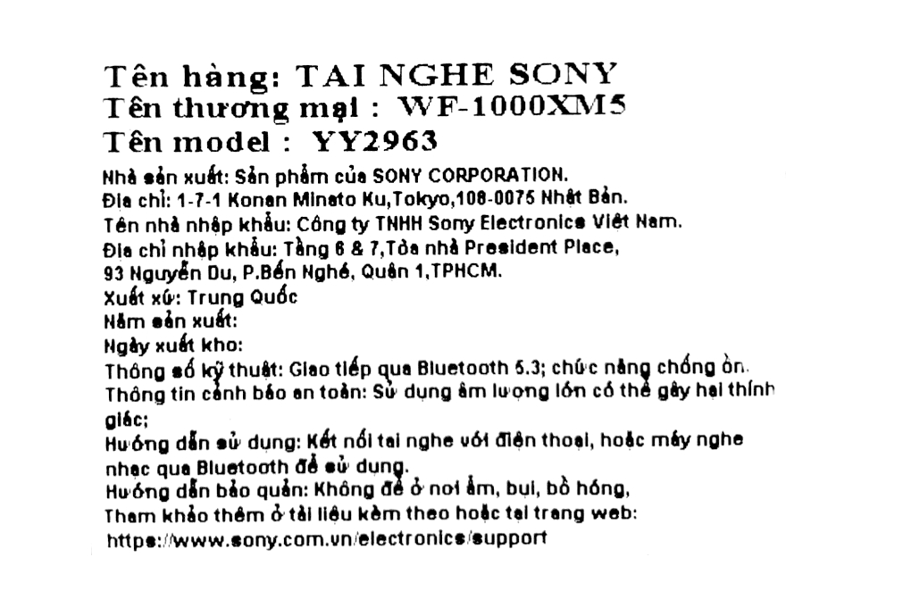 Tai nghe Bluetooth True Wireless Sony WF1000XM5 Màu Đen