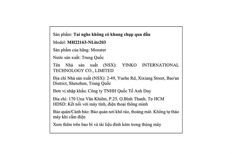 Tai nghe Bluetooth True Wireless Monster MH22163 N-Lite 203 AirLinks Màu Đen