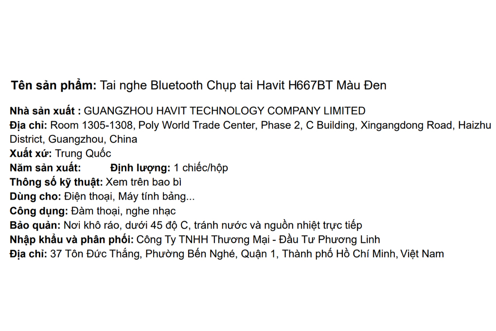Tai nghe Bluetooth Chụp Tai Havit H667BT Màu Đen