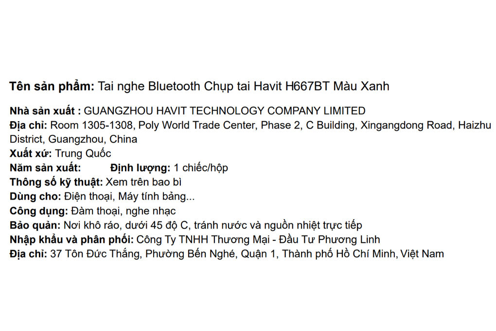 Tai nghe Bluetooth Chụp Tai Havit H667BT Màu Xanh Dương