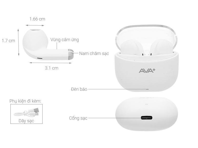 Tai nghe Bluetooth True Wireless AVA+ Go P210
