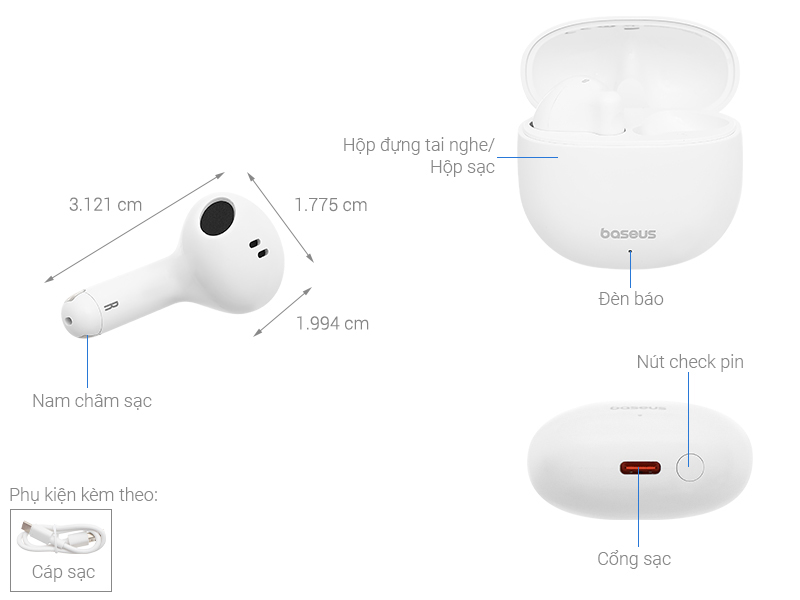Tai nghe Bluetooth True Wireless Baseus Bowie E13