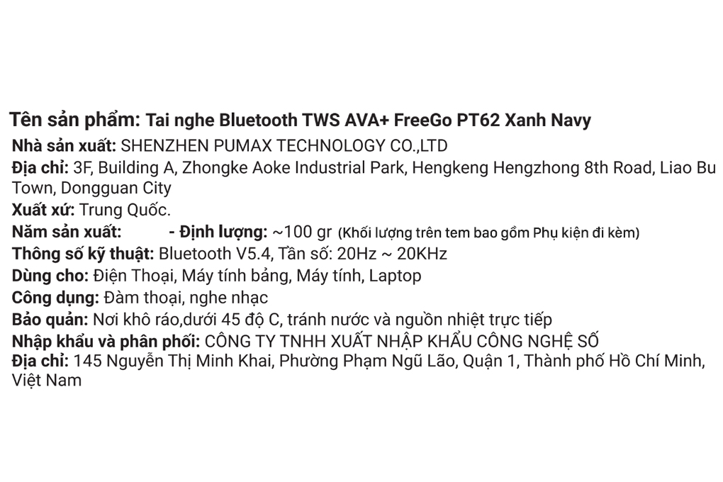 Tai nghe Bluetooth True Wireless AVA+ FreeGo PT62 - 34