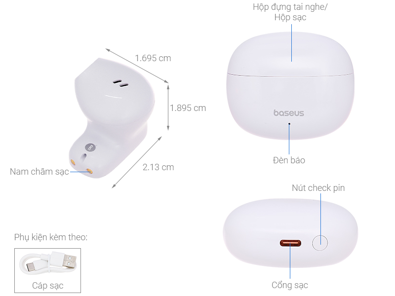 Tai nghe Bluetooth True Wireless Baseus Bowie E11