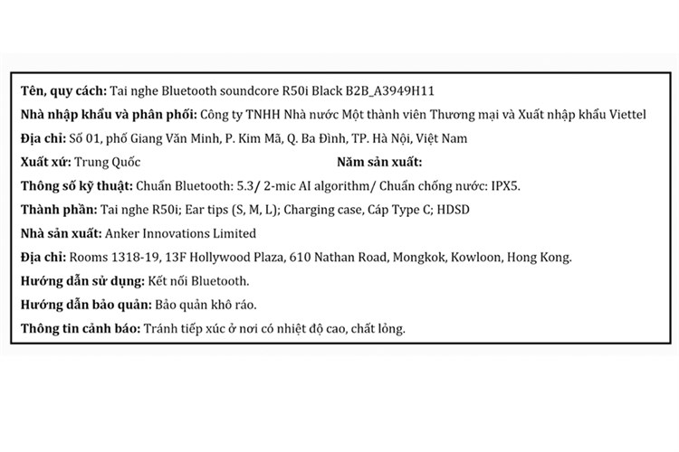 Tai nghe Bluetooth True Wireless Anker Soundcore R50i A3949 Màu Đen