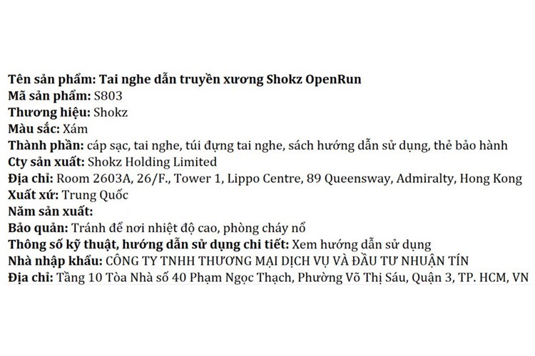 Tai nghe Bluetooth truyền xương Shokz OPENRUN S803 Màu Xám