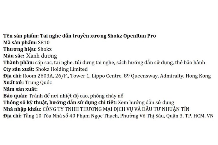 Tai nghe Bluetooth truyền xương Shokz OPENRUN PRO S810 Màu Xanh Dương