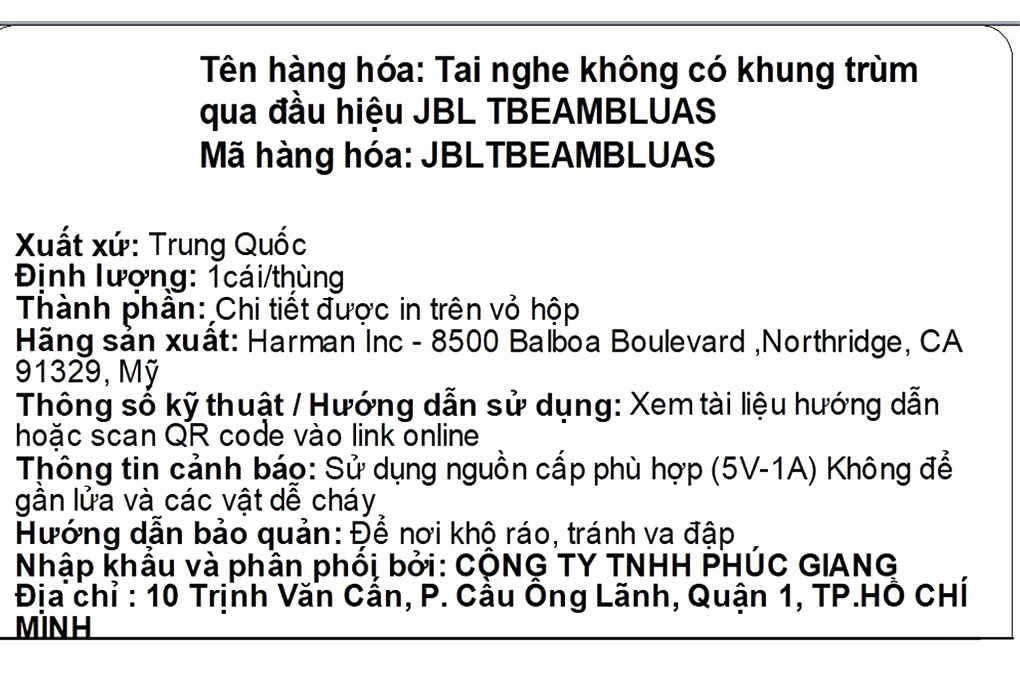 Tai nghe Bluetooth True Wireless JBL Tune Beam - 24