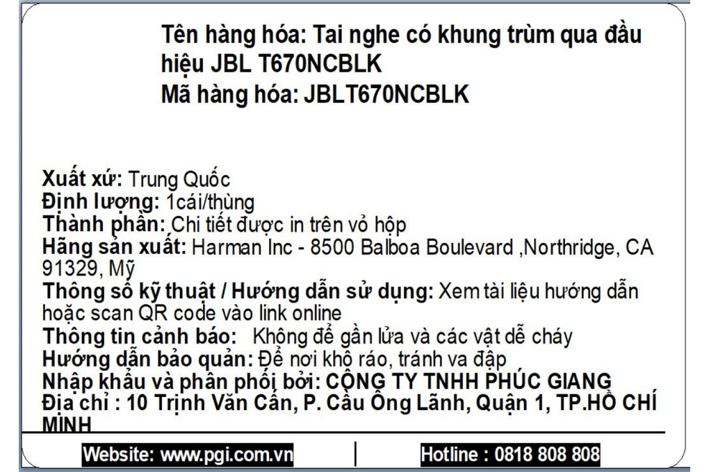 Tai nghe Bluetooth Chụp Tai JBL Tune 670NC Màu Đen