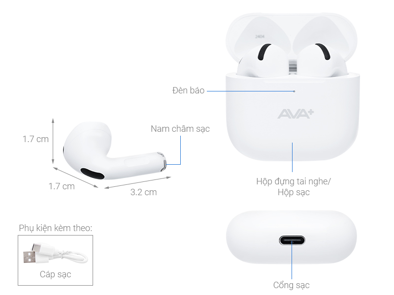 Tai nghe Bluetooth True Wireless AVA+ Buds Life Air 3