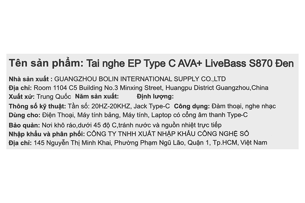 Tai nghe Có dây Type C AVA+ LiveBass S870 - 11