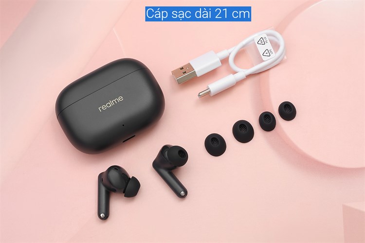 Tai nghe Bluetooth True Wireless realme Buds T300 Màu Đen