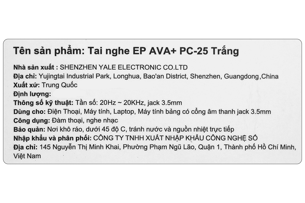 Tai nghe Có dây AVA+ PC-25 Màu Trắng