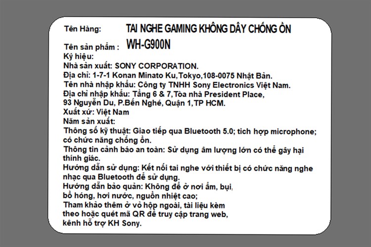 Tai nghe Bluetooth Chụp Tai Gaming Sony INZONE H9 WH-G900N Màu Trắng