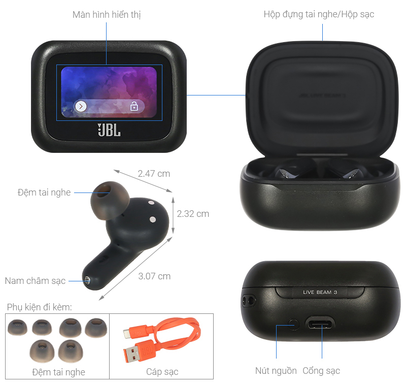 Tai nghe Bluetooth True Wireless JBL Live Beam 3