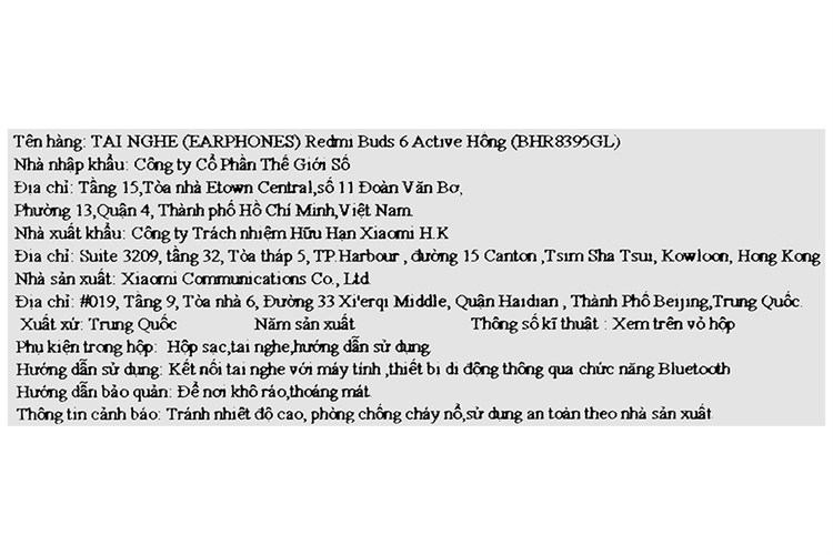 Tai nghe Bluetooth True Wireless Xiaomi Redmi Buds 6 Active Màu Hồng