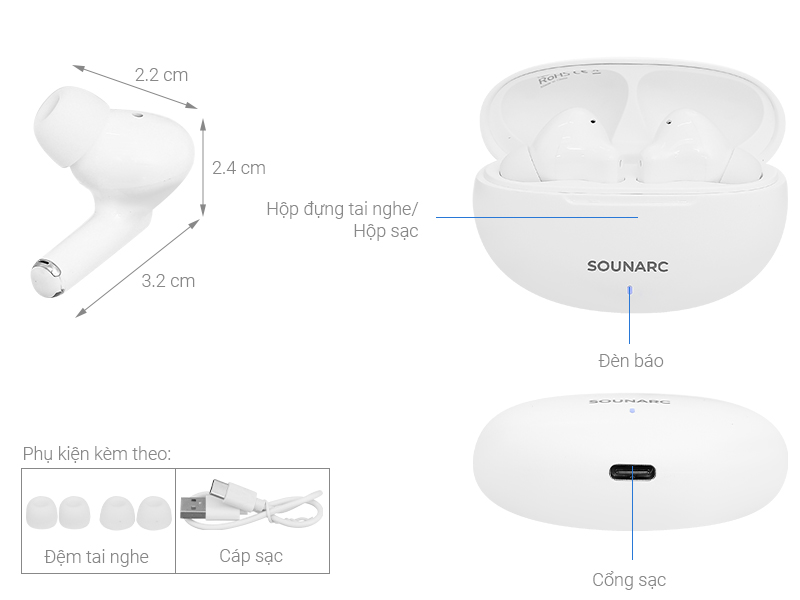 Tai nghe Bluetooth True Wireless Sounarc Q1 Earbuds