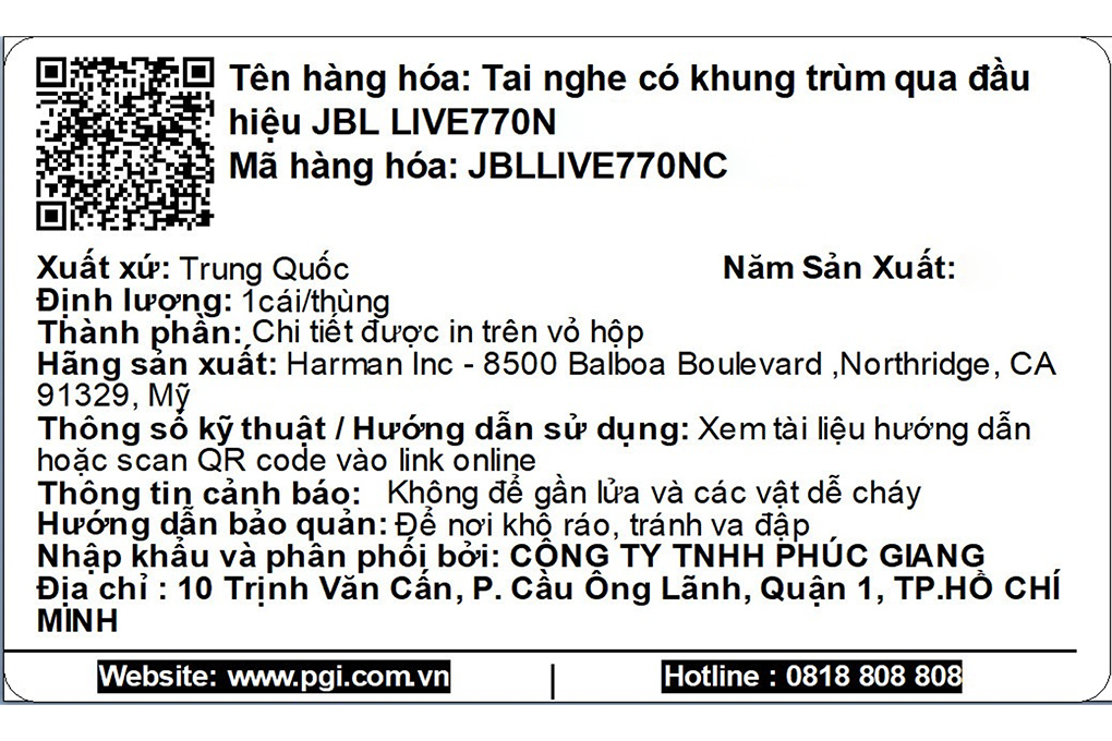 Tai nghe Bluetooth Chụp Tai JBL LIVE 770NC Màu Xanh Dương