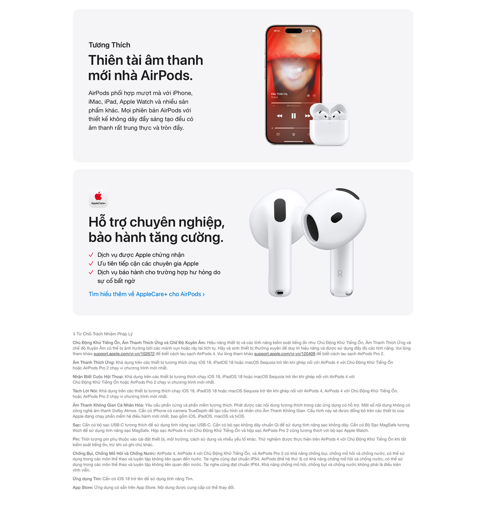 AirPods 4 - Thông tin phụ kiện và pháp lý