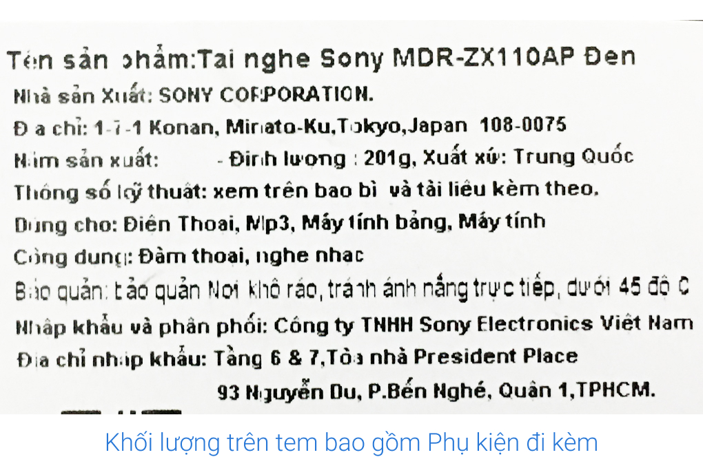 Tai nghe Chụp Tai Sony MDR-ZX110AP Màu Đen