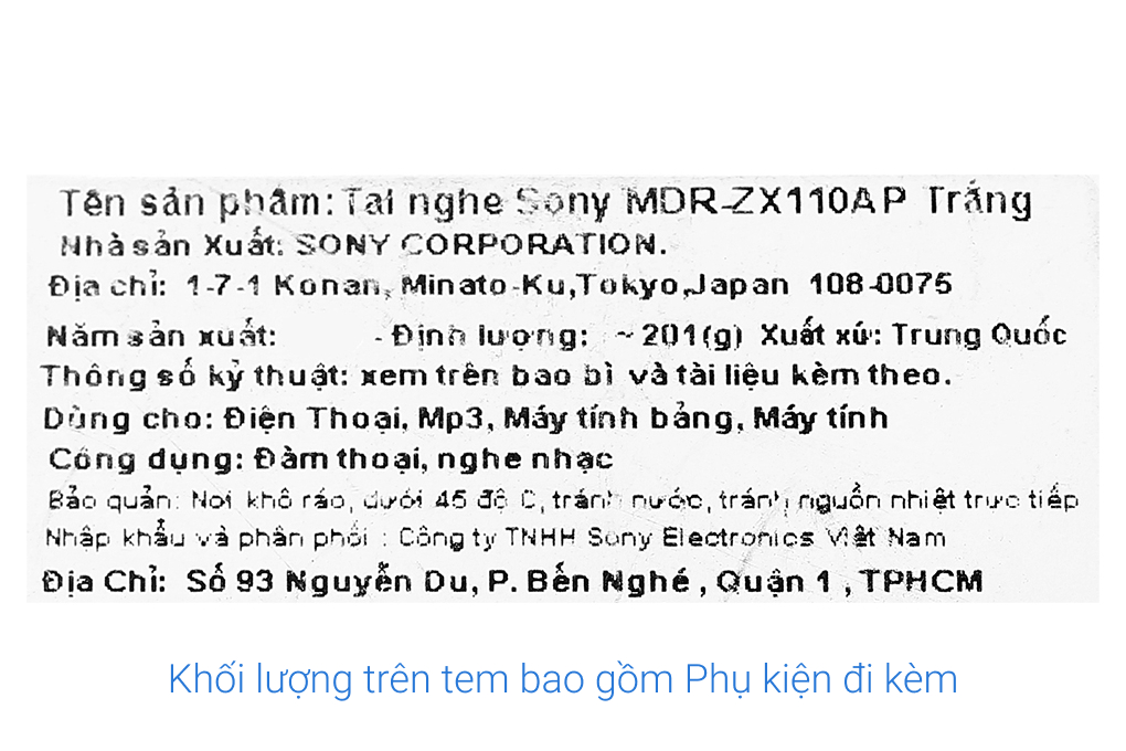 Tai nghe Chụp Tai Sony MDR-ZX110AP Màu Trắng