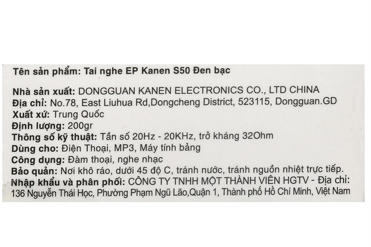 Tai nghe nhét tai Kanen S50