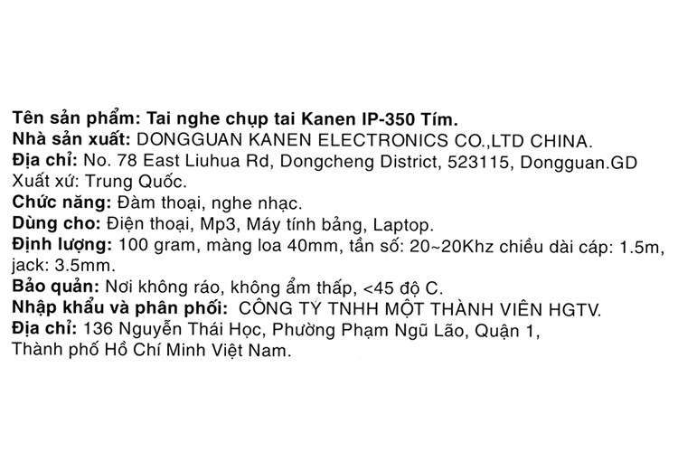 Tai nghe chụp tai Kanen IP-350 Tím