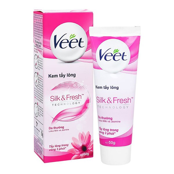 Kem Tẩy Lông Veet Silk & Fresh Cho Da Thường Sữa Hoa Sen Và Hoa Nhài 50G