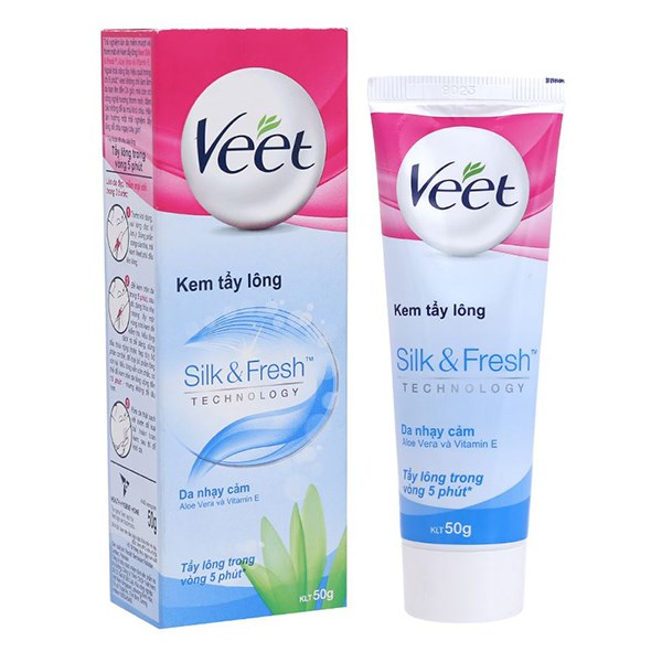 Kem Tẩy Lông Veet Silk & Fresh Cho Da Nhạy Cảm Nha Đam Và Vitamin E 50G