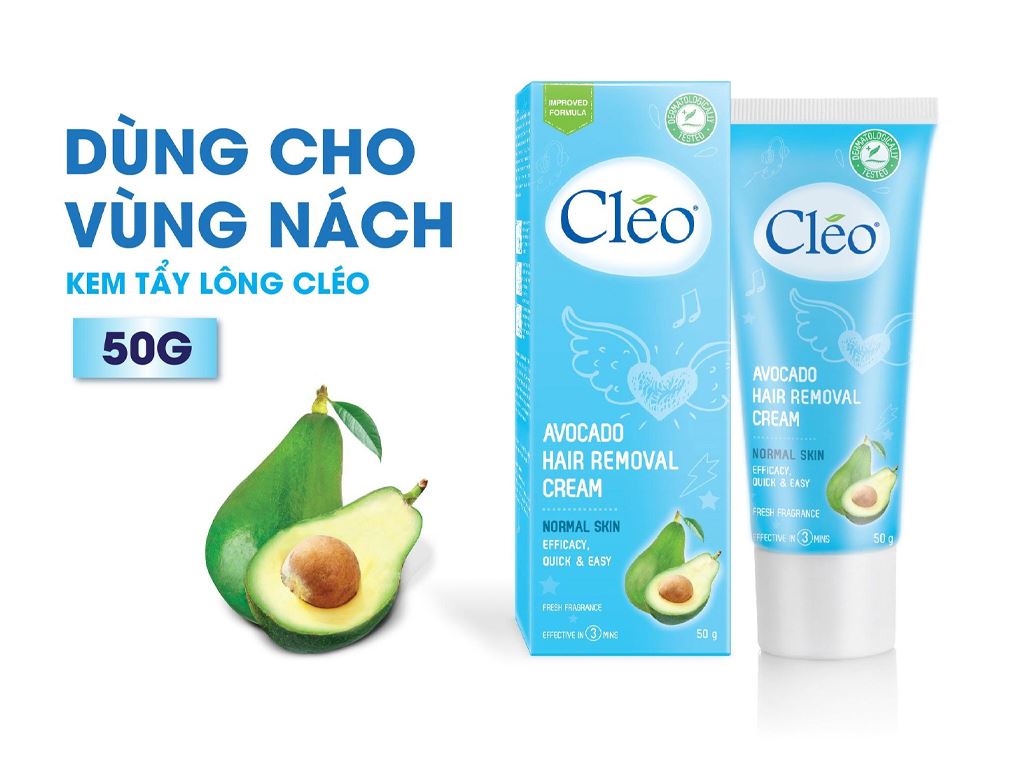 Kem tẩy lông Cléo Avocado Hair Removal Cream cho da thường 50g 2