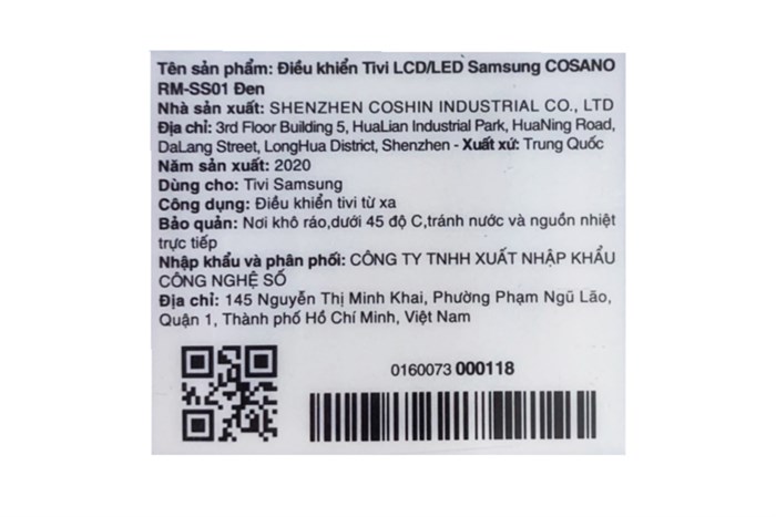 Điều khiển Tivi LCD-LED Samsung COSANO RM-SS01 Đen Màu Đen