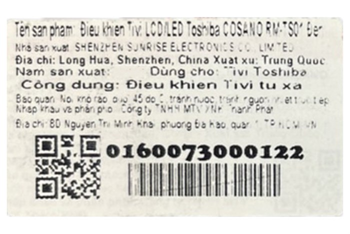 Điều khiển Tivi LCD-LED Toshiba COSANO RM-TS01 Đen Màu Đen