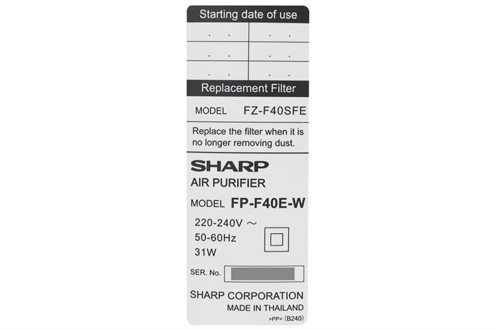 Máy lọc không khí Sharp FP-F40E-W Màu Trắng