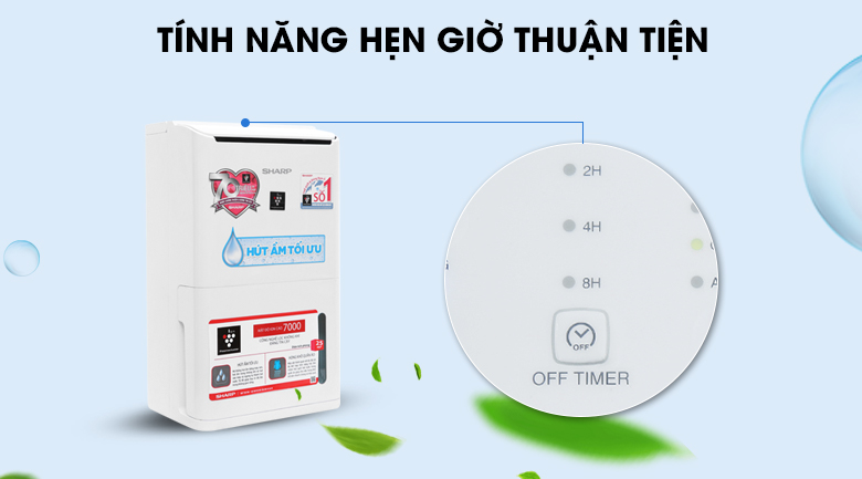 Hẹn giờ tắt - Máy lọc không khí có hút ẩm Sharp DW-D12A-W