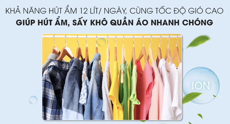 Hút ẩm nhanh chóng - Máy lọc không khí Sharp DW-D12A-W