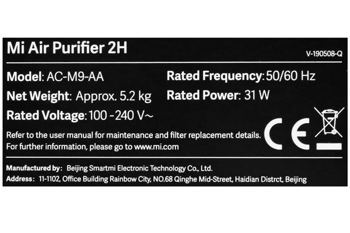 Máy lọc không khí Xiaomi Mi Air Purifier 2H Màu Trắng
