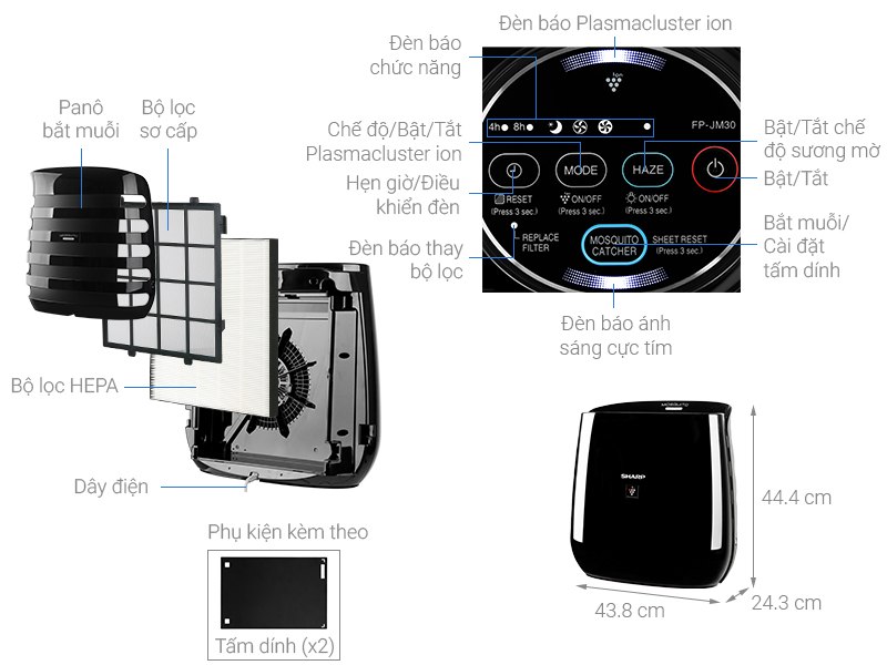 Máy lọc không khí Sharp FP-JM30V-B 53W