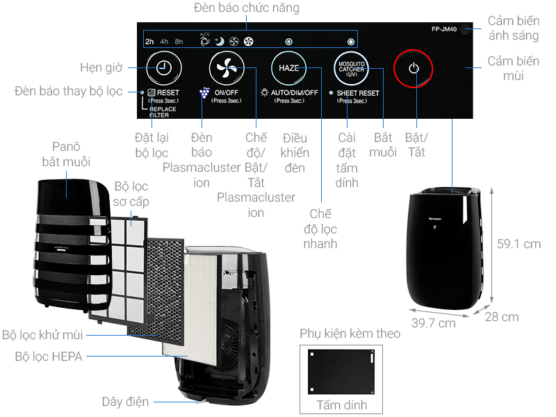 Máy lọc không khí Sharp FP-JM40V-B