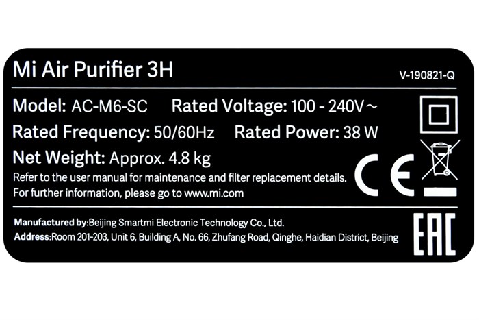 Máy lọc không khí Xiaomi Mi Air Purifier 3H Màu Trắng