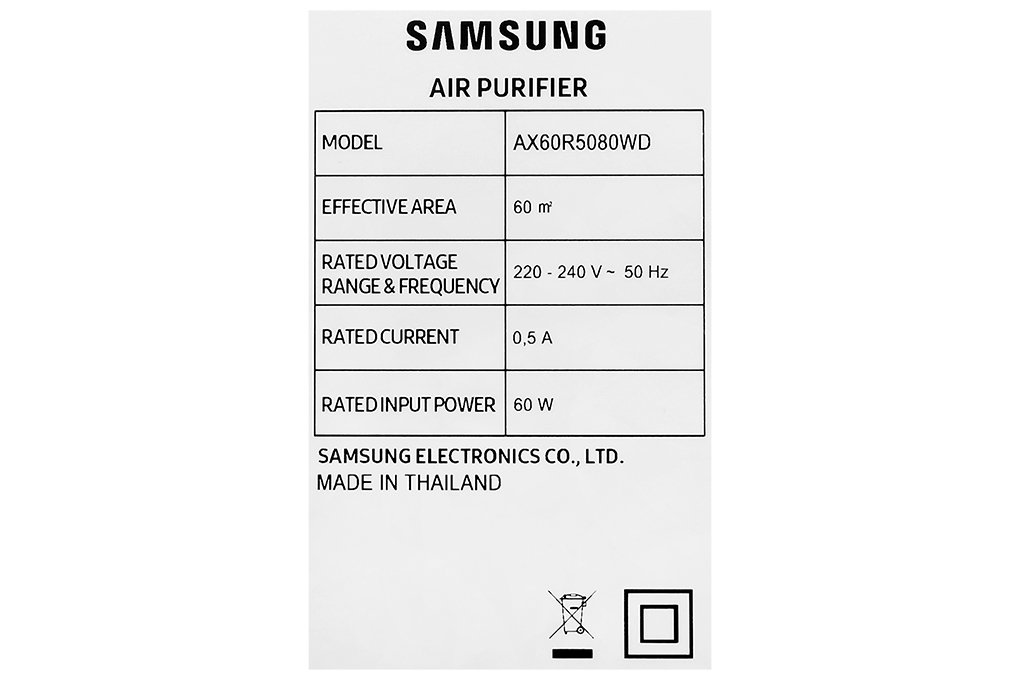 Máy lọc không khí Samsung AX60R5080WD/SV 60W Màu Trắng