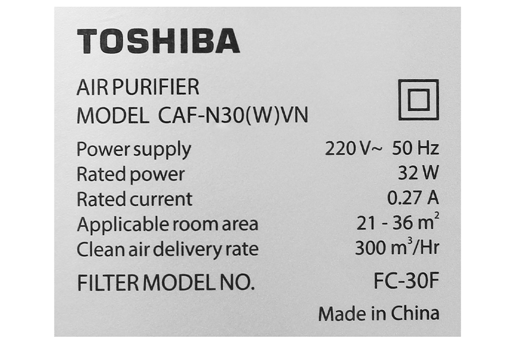 Máy lọc không khí Toshiba CAF-N30(W)VN Màu Trắng