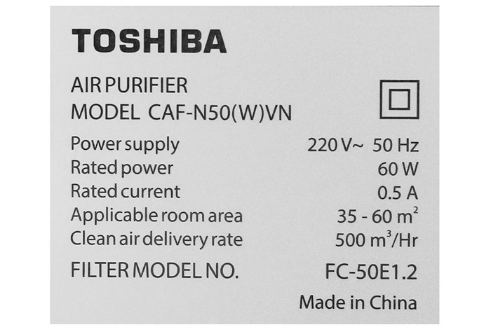 Máy lọc không khí Toshiba CAF-N50(W)VN Màu Trắng