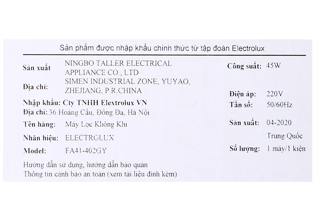 Siêu thị máy lọc không khí Electrolux FA41-402GY