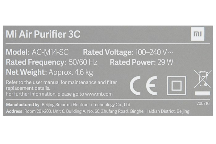 Máy lọc không khí Xiaomi Mi Purifier 3C 29W Màu Trắng