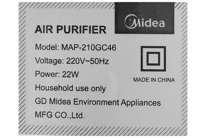 Máy lọc không khí Midea MAP-210GC46 Màu Trắng