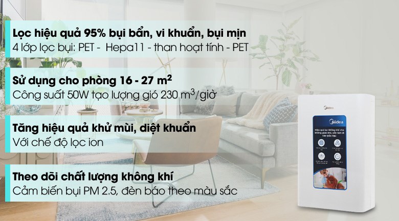 Máy lọc không khí Midea MAP-200GD41 50W