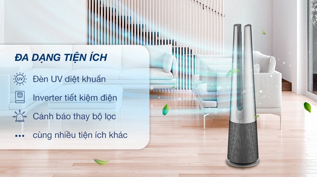 Máy lọc không khí LG PuriCare AeroTower FS15GPBF0 màu bạc 45W